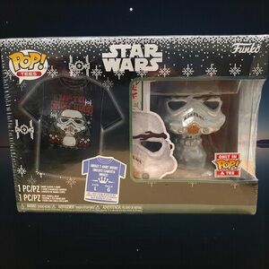 NEW Holiday Star Wars Stormtrooper Pop Tees Large L T-Shirt And Funko Pop
